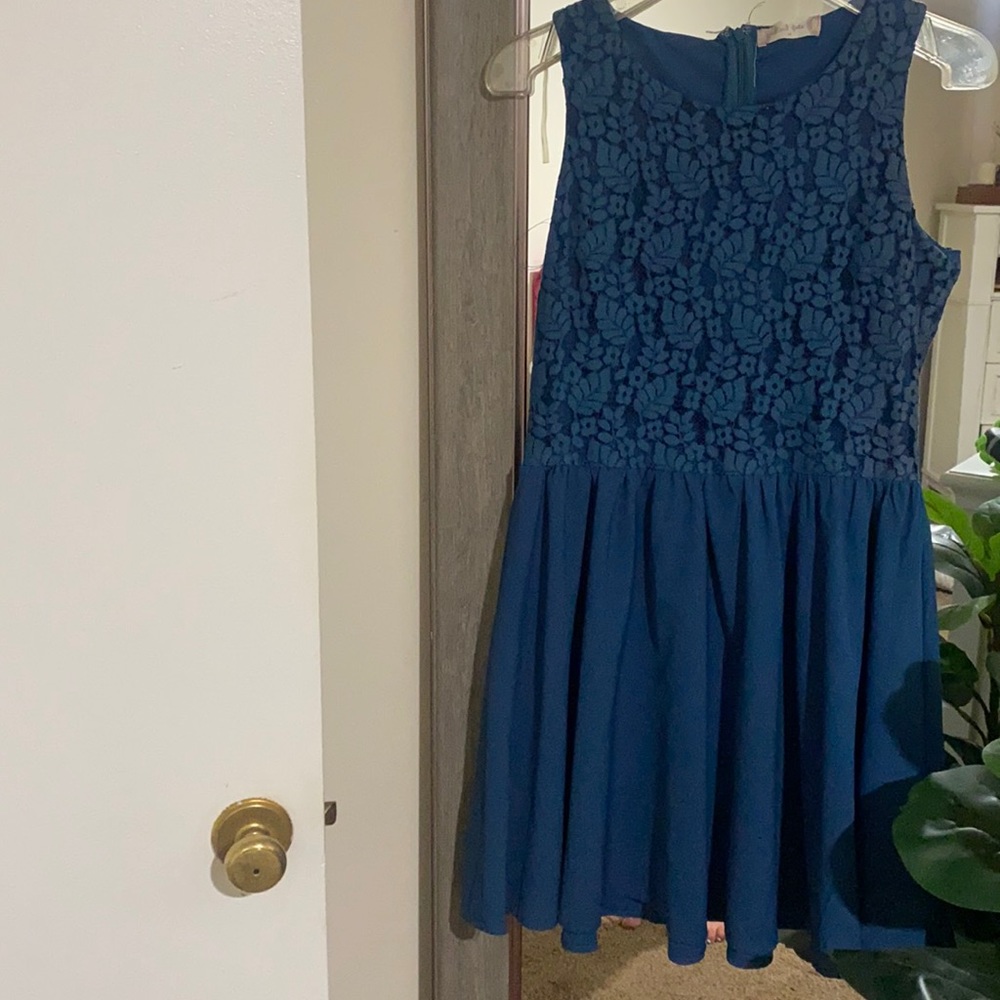 Altar’d State Blue Lace and Chiffon Dress